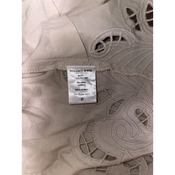 INTERMIX Jasmine Organic Cotton Detailed Lace Zip Up Back Fitted Cuff Blouse 6 - Picture 12 of 12